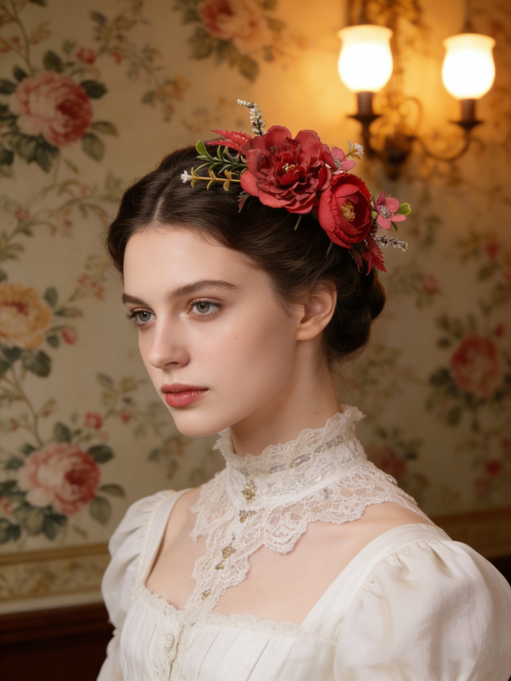 Hair Care Japanese - Red Synthetic Flower Hairpin Bridal Headpiece