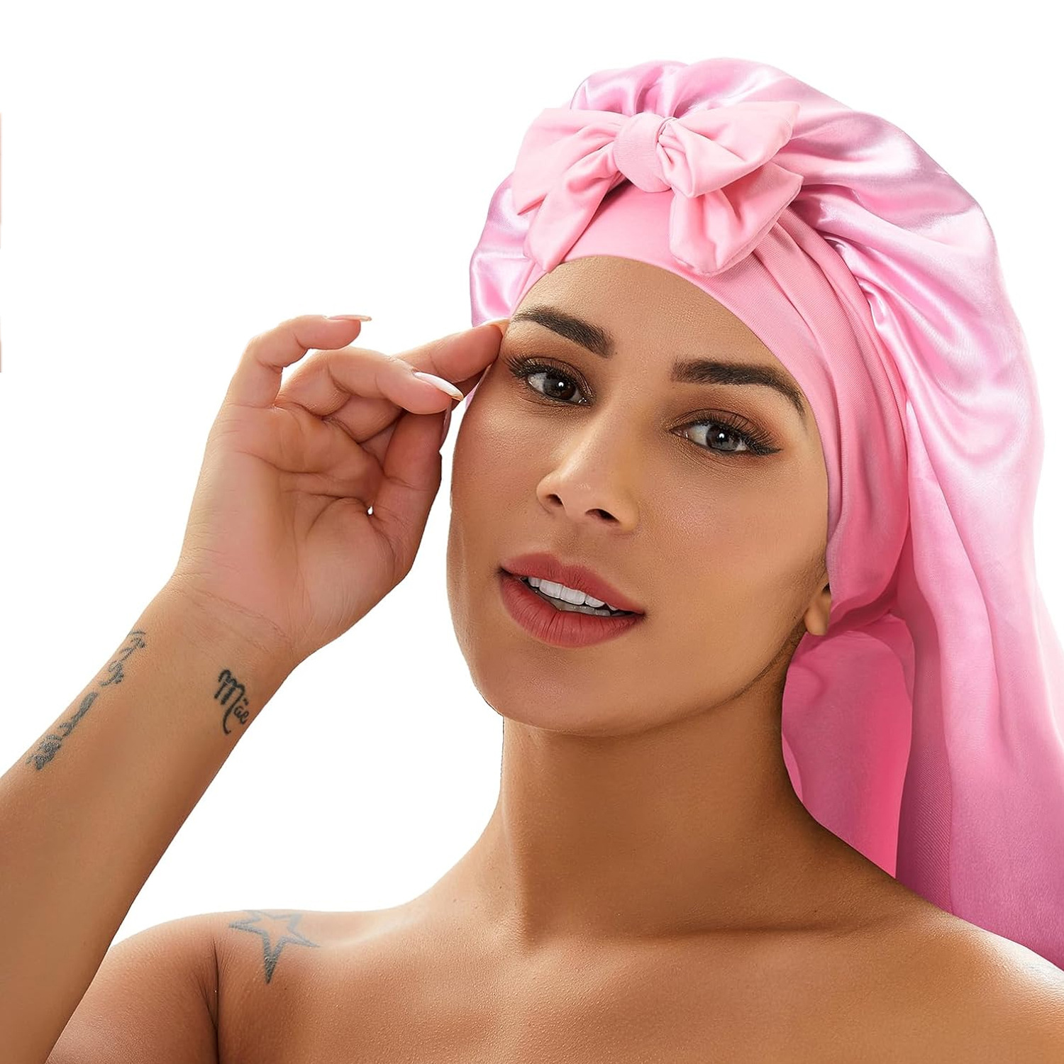 Hair Care Night Routine - Long Satin Bonnet for Women, Silk