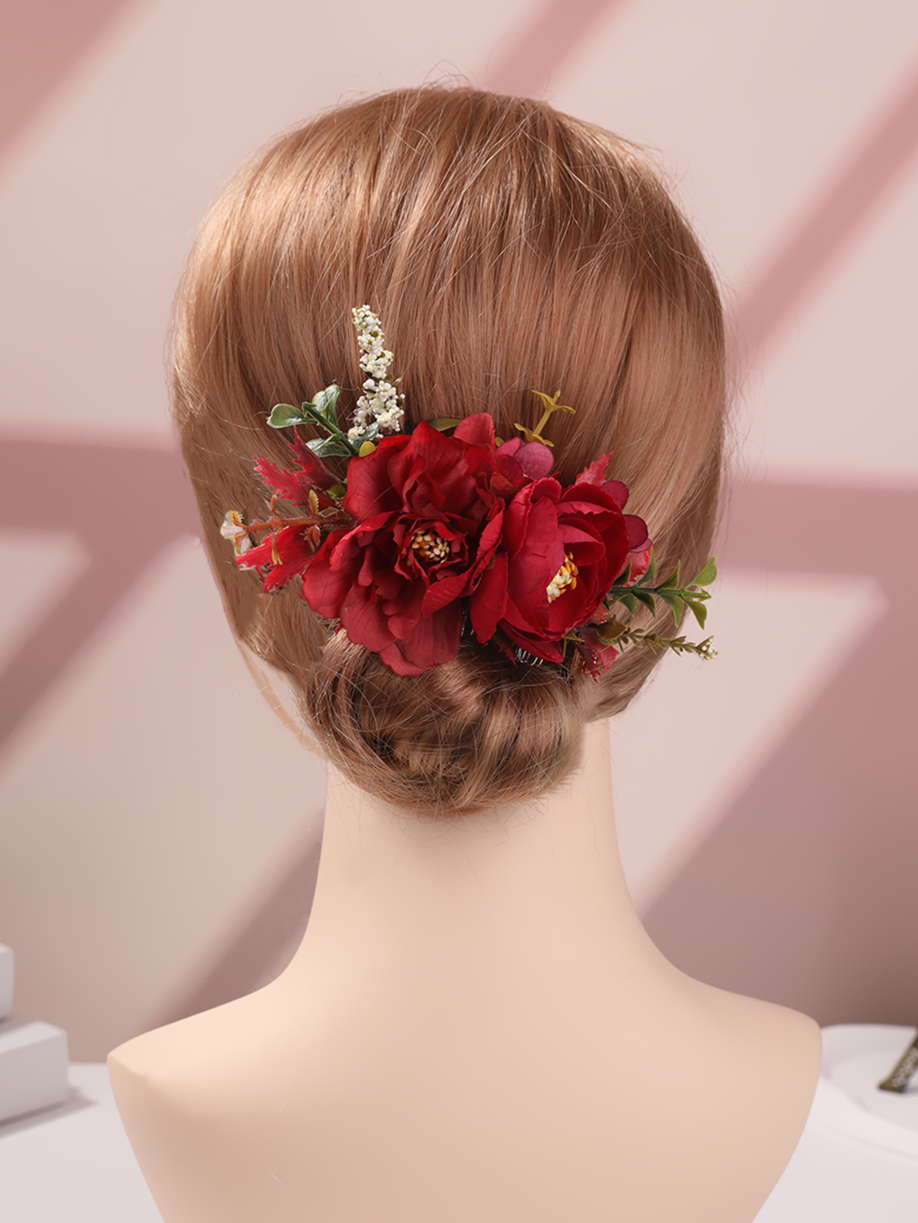 Red Synthetic Flower Hairpin B - Hair Care Japanese recension och pris